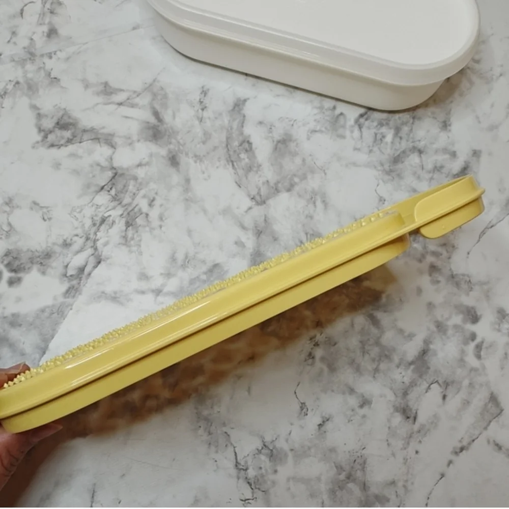 Vintage Tupperware Microwave Steamer Poacher Grater Set Yellow White 3pc Retro